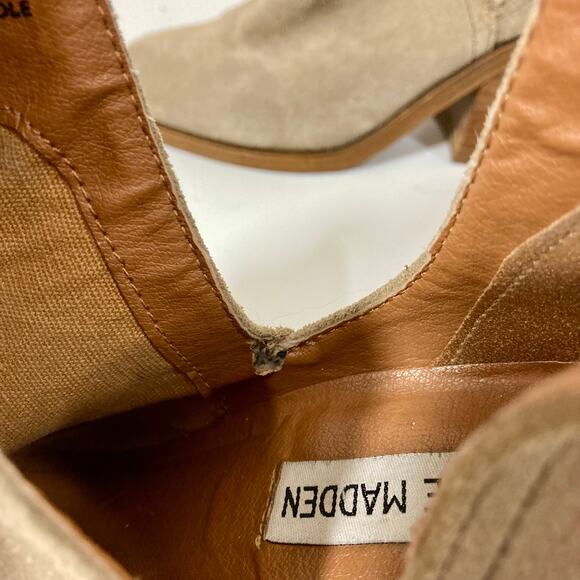 Steve Madden Suede Leather Ankle Boots, womens 7.5 stacked block heel bootie - Picture 13 of 14